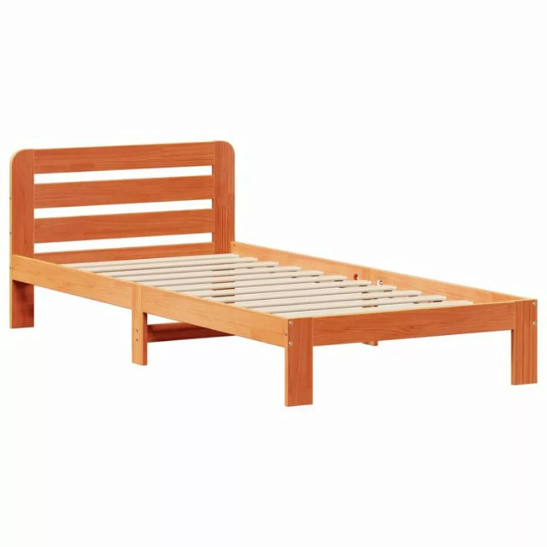 vidaXL Bett Massivholzbett ohne Matratze Wachsbraun 75x190 cm Kiefernholz günstig online kaufen