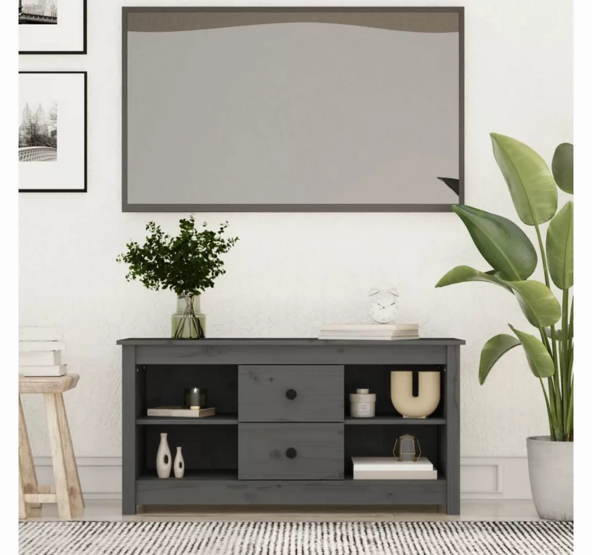 furnicato TV-Schrank Grau 103x36,5x52 cm Massivholz Kiefer günstig online kaufen