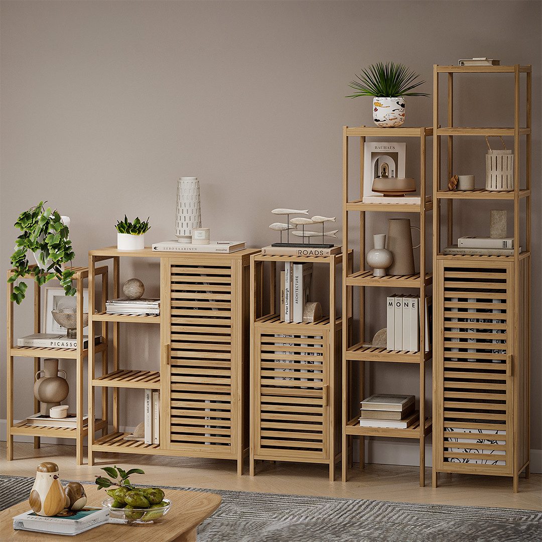 Bellamio Hochschrank Newa Badezimmerschrank aus Bambus, günstig online kaufen