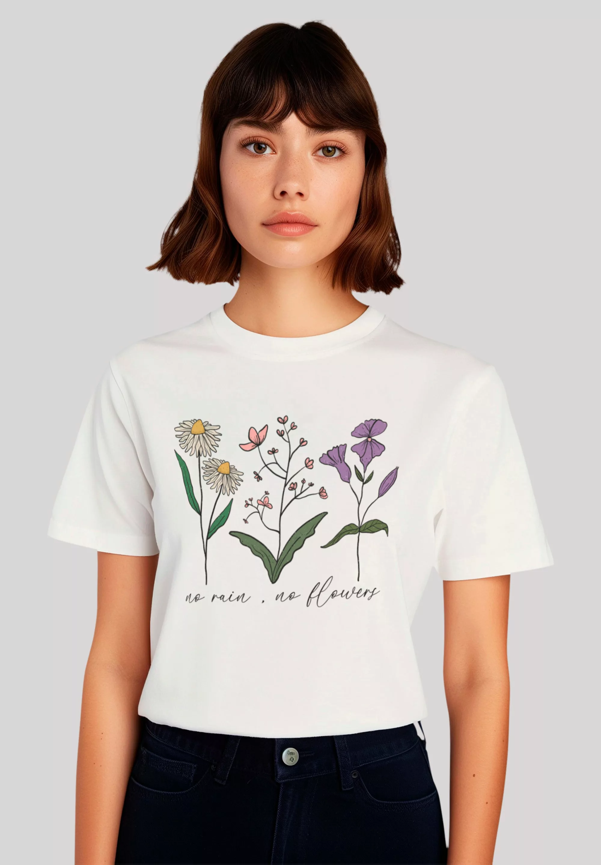 F4NT4STIC T-Shirt "Blumen no rain no Blumens", Premium Qualität günstig online kaufen