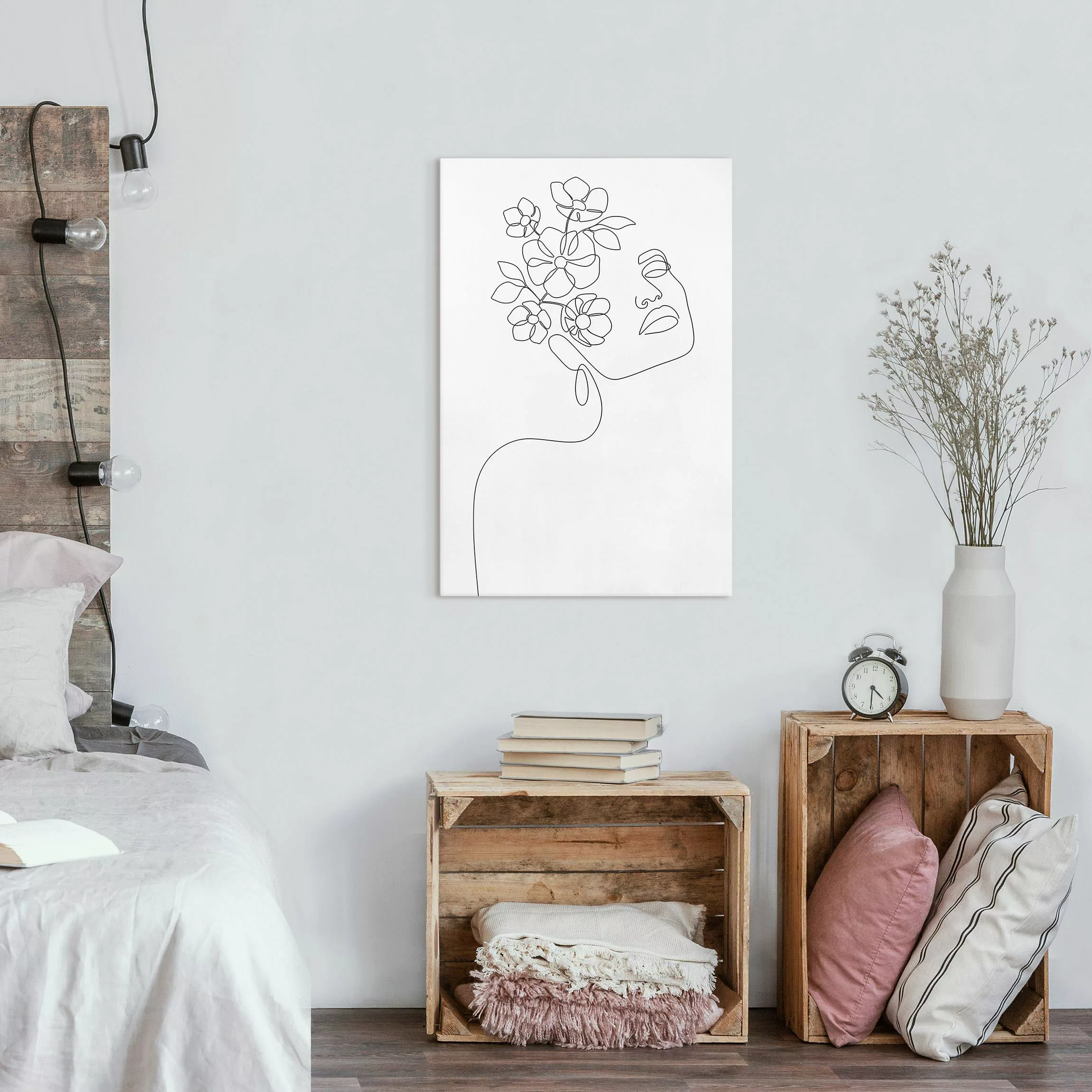 Leinwandbild Line Art - Dreamy Girl Blossom günstig online kaufen