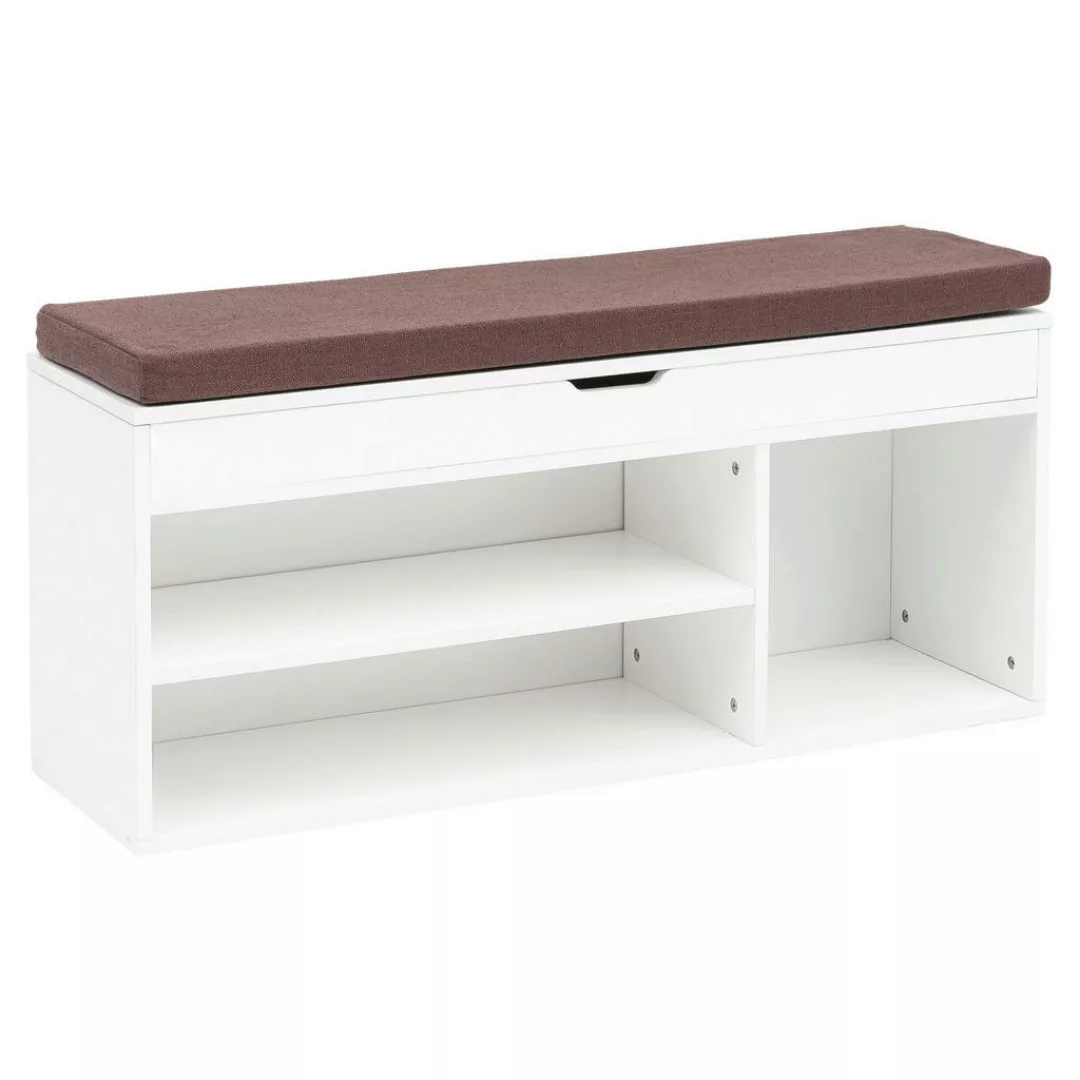 Schuhbank mit Sitzfläche Garderoben-Bank Holz 104x51x32 cm Weiß | Holzbank günstig online kaufen