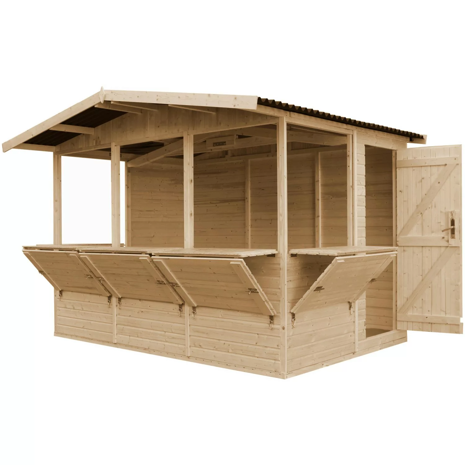 Timbela Marktbude Holz M150B 6,03  m² mit 5 Theken günstig online kaufen