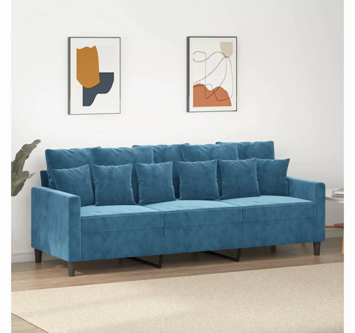 vidaXL Sofa, 3-Sitzer-Sofa Blau 180 cm Samt günstig online kaufen