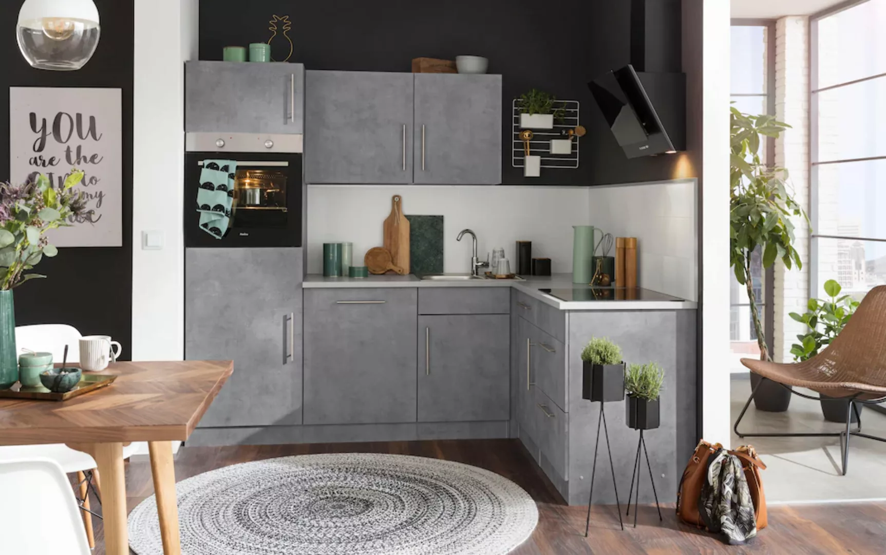 wiho Küchen Winkelküche "Cali", mit E-Geräten, Stellbreite 230 x 170 cm günstig online kaufen