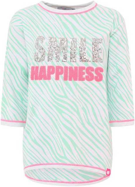 Zwillingsherz Langarmshirt "SMILE Happiness" mit Zebramuster und Frontmotiv günstig online kaufen