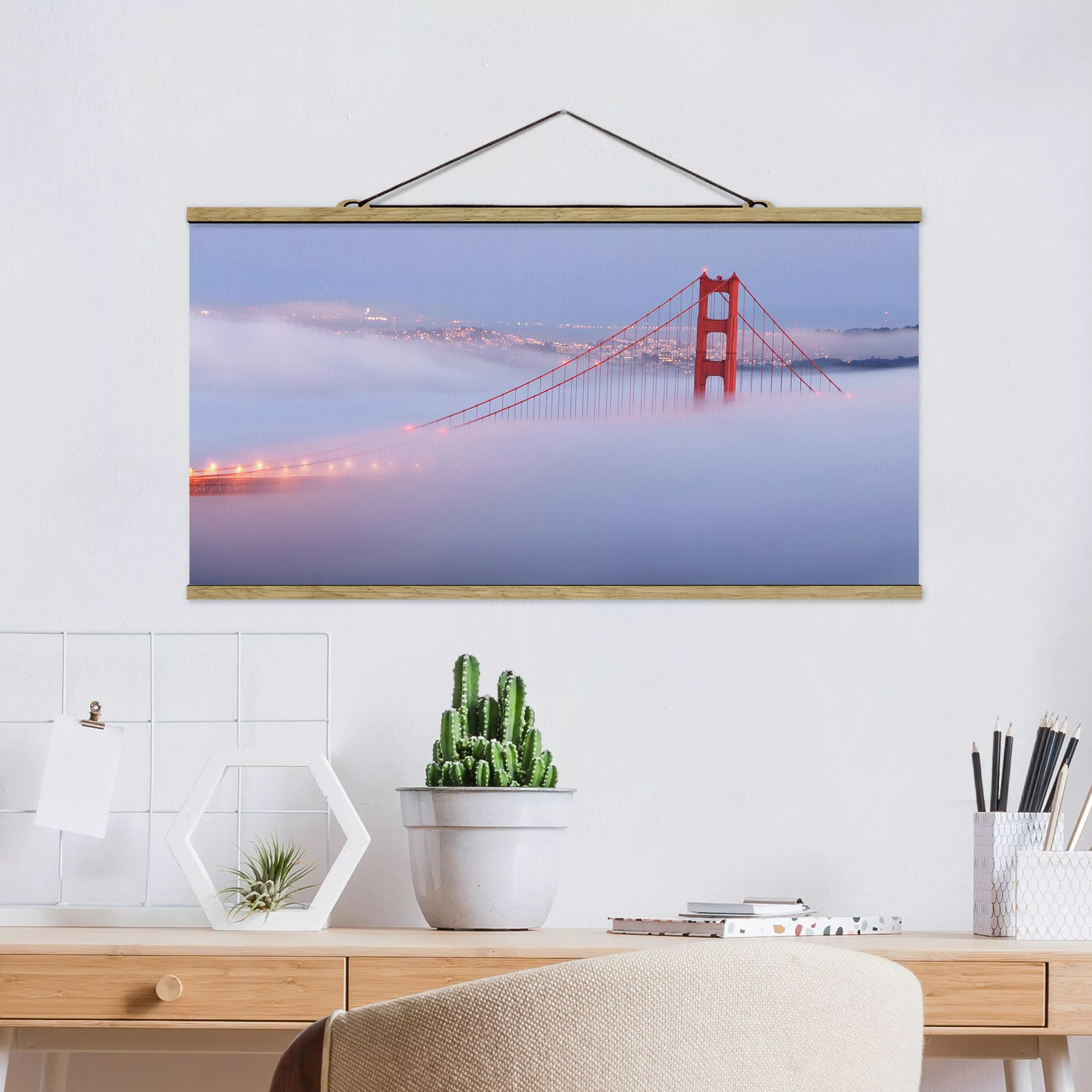 Stoffbild Architektur mit Posterleisten - Querformat San Franciscos Golden günstig online kaufen