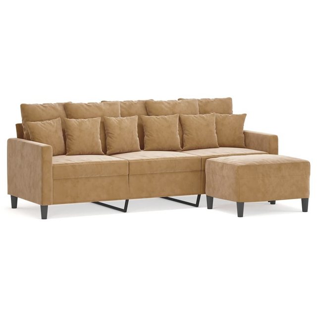 vidaXL Sofa 3-Sitzer-Sofa mit Hocker 180 cm Samt, Braun günstig online kaufen