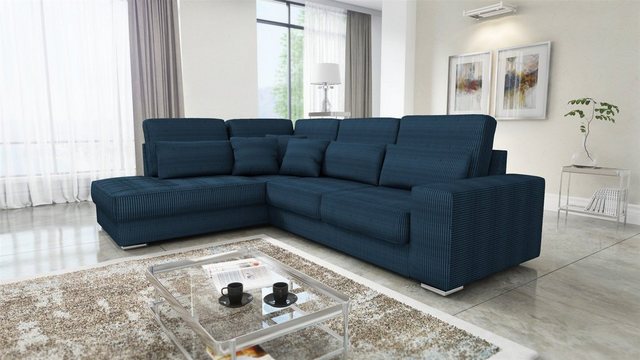 Fun Möbel Ecksofa Sofa NEVIO XL Stoff Scala mit Ottomane, inkl. Rückenkisse günstig online kaufen