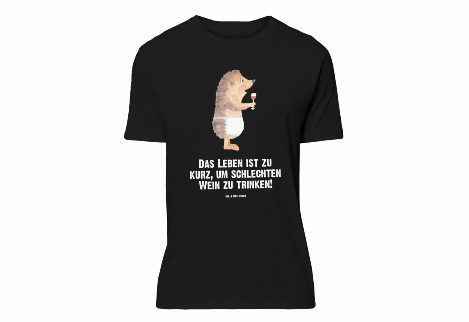 Mr. & Mrs. Panda T-Shirt Igel mit Wein - Schwarz - Geschenk, lustige Sprüch günstig online kaufen