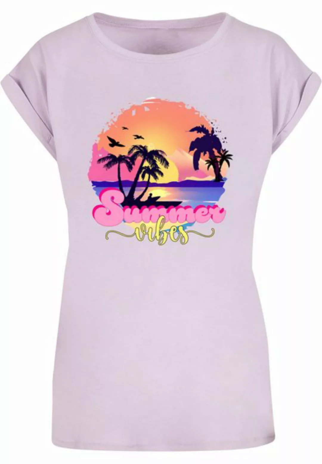 Merchcode T-Shirt Merchcode Damen Ladies Summer Vibes Sunset Extended Shoul günstig online kaufen