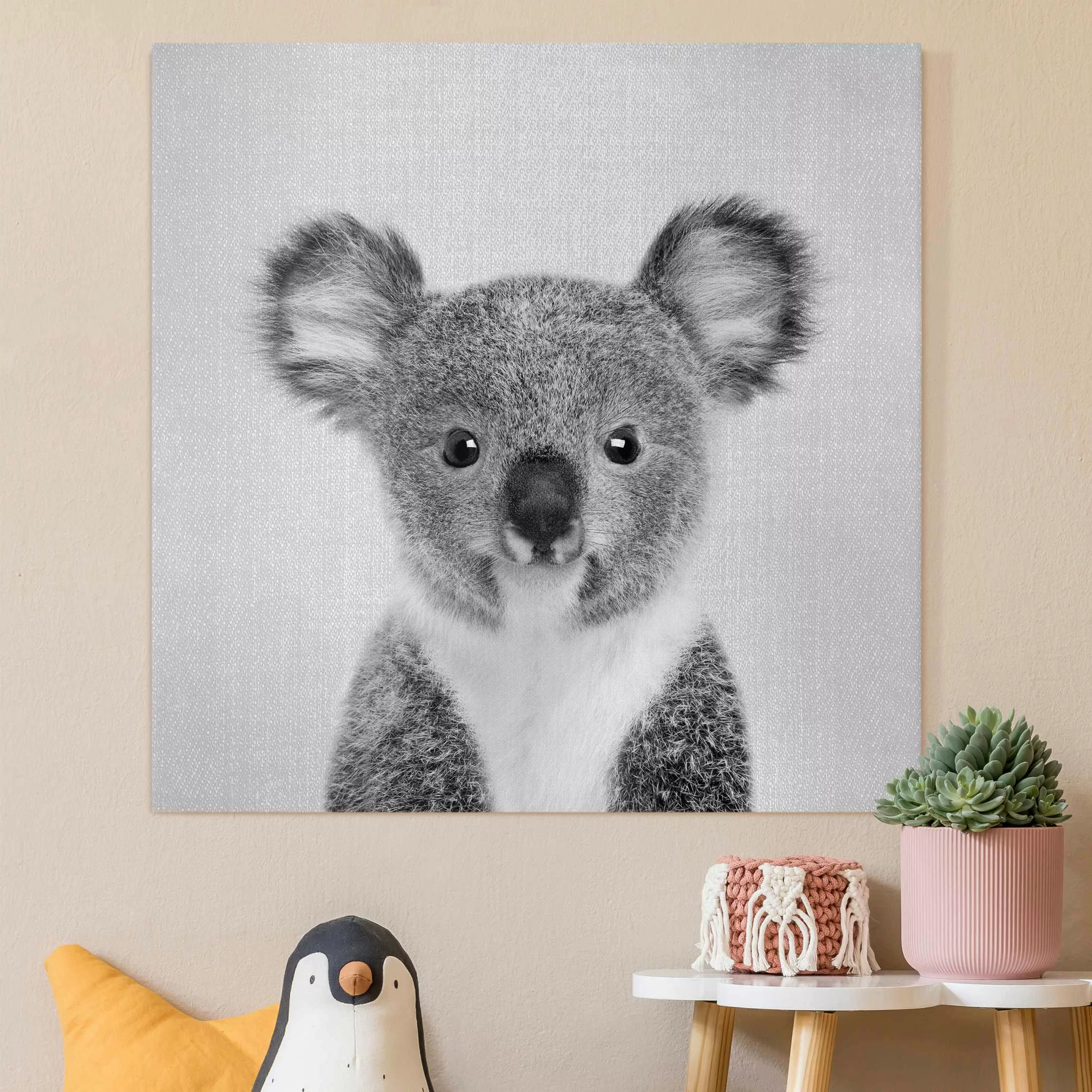 Leinwandbild Baby Koala Klara Schwarz Weiß günstig online kaufen