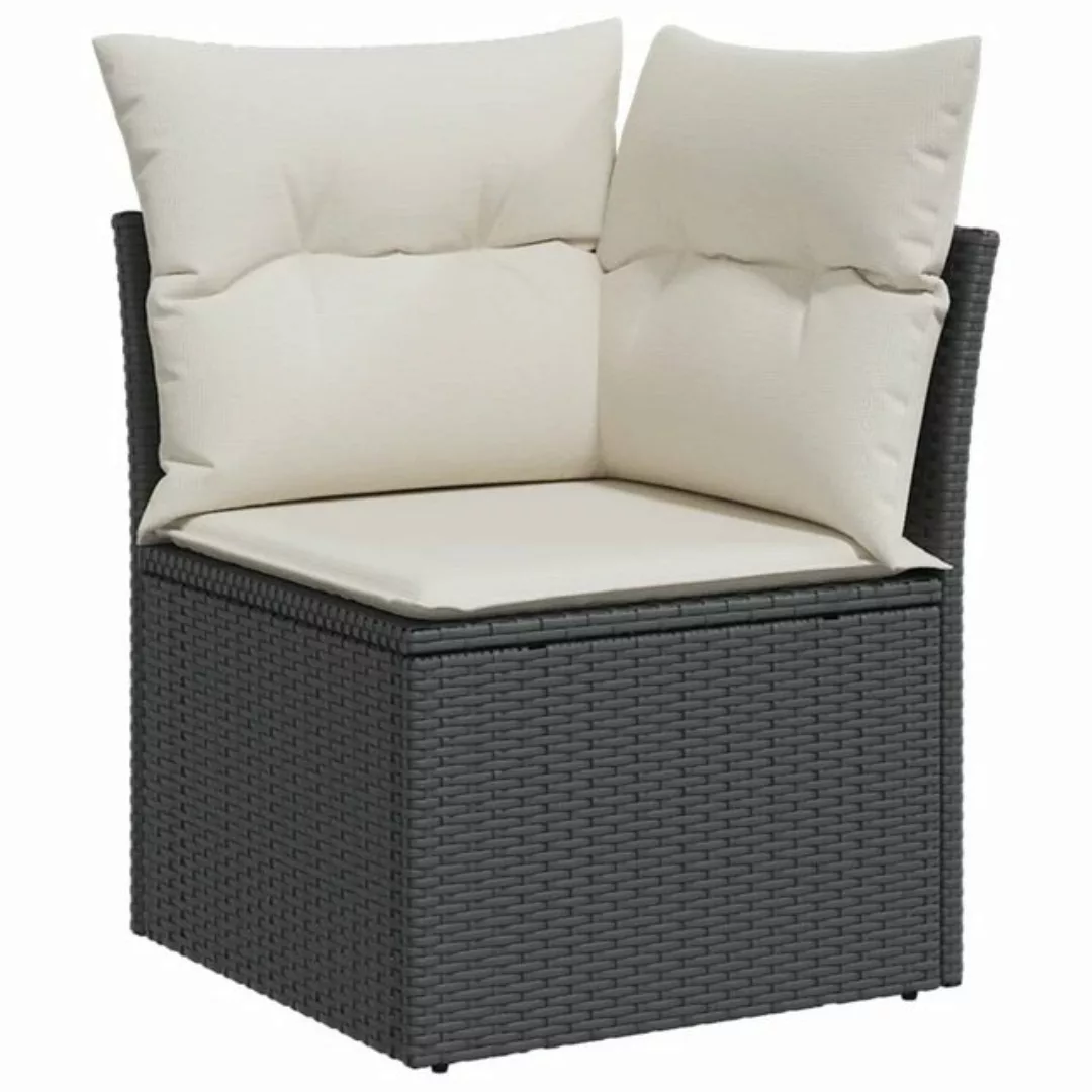 vidaXL Loungesofa Garten-Ecksofa mit Kissen Schwarz Poly Rattan, 1 Teile günstig online kaufen