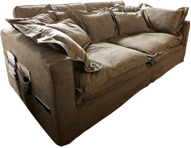 DELIFE Big-Sofa Noelia, Braun 240x145 cm mit Kissen Hussensofa günstig online kaufen