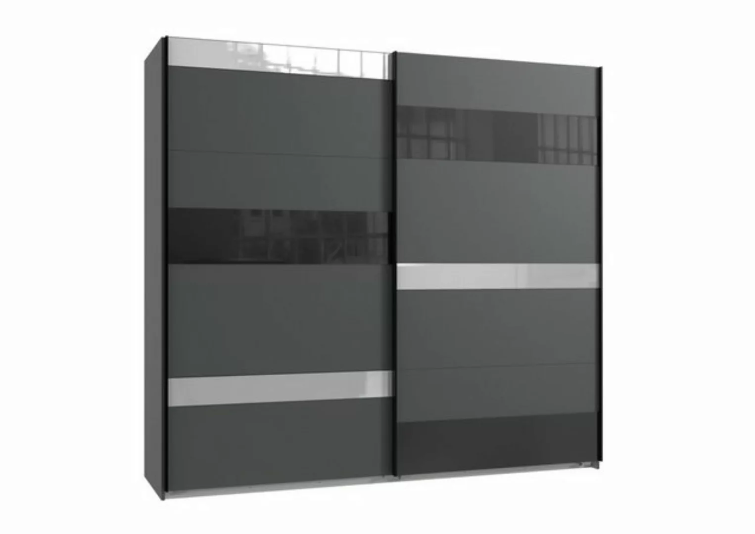 möbelando Schwebetürenschrank Monaco in GRAPHIT, GLAS SCHWARZ GLAS LIGHT GR günstig online kaufen