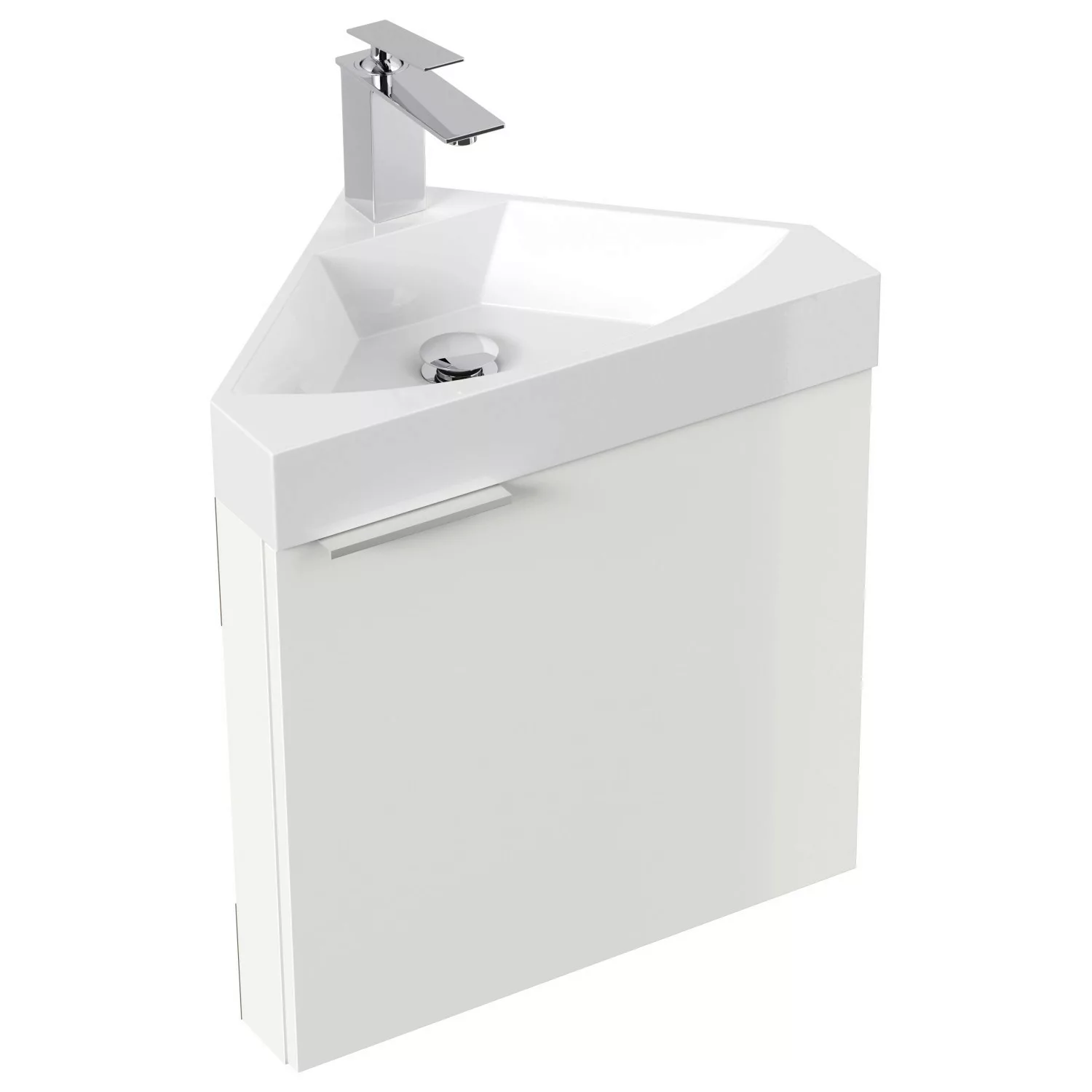 Posseik Eckbadmöbel Delta Slimline für Gäste-WC SoftClose Weiß Hochglanz günstig online kaufen