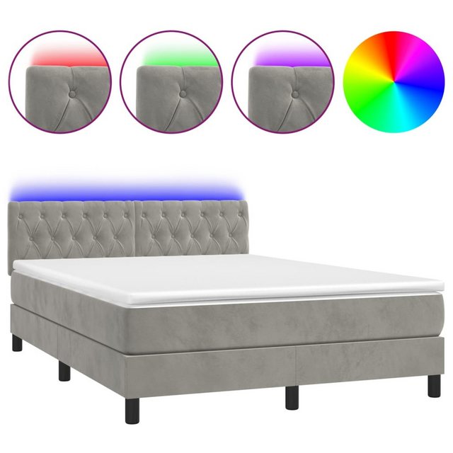 vidaXL Boxspringbett Bett Boxspringbett mit Matratze & LED Samt (140 x 190 günstig online kaufen