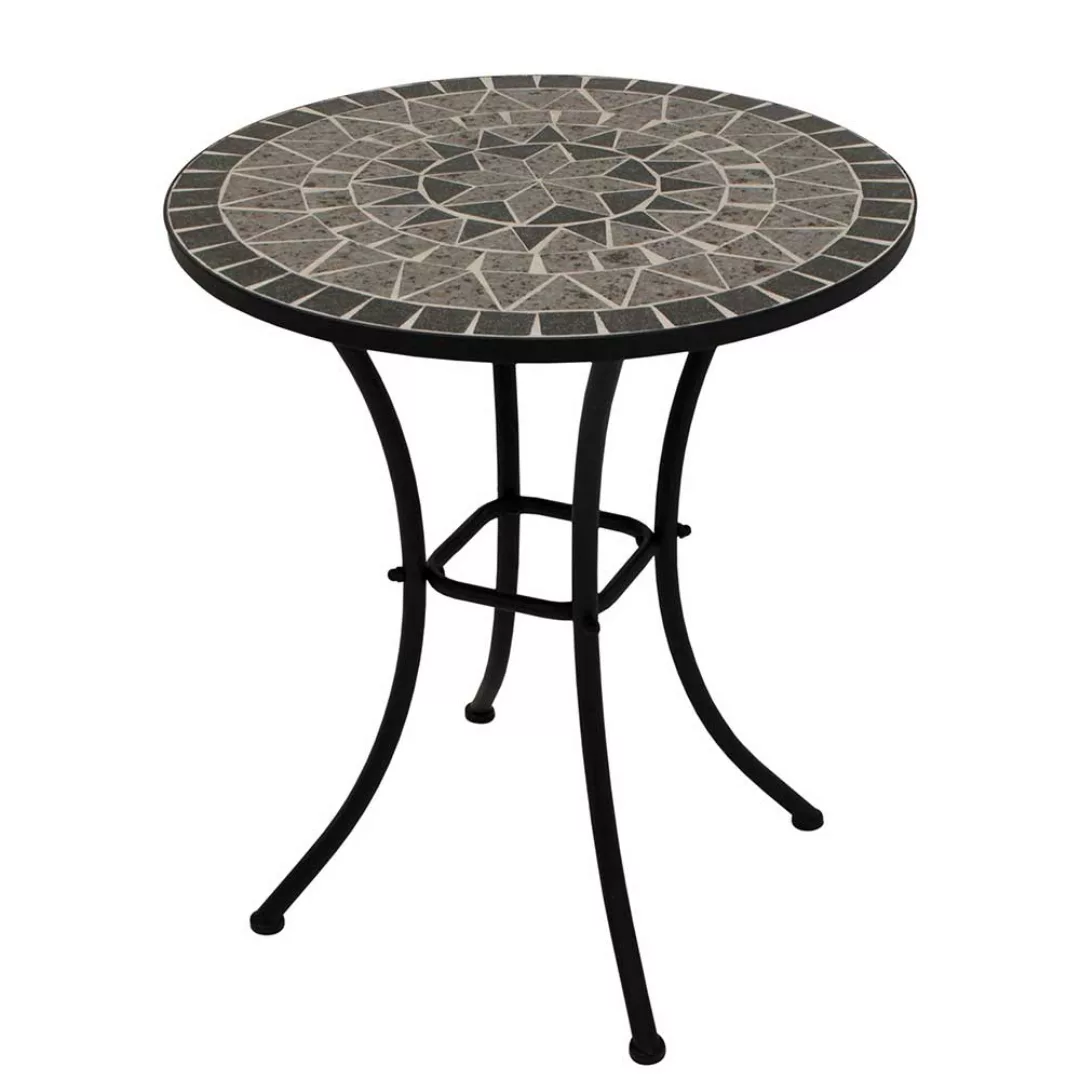 Runder Outdoor Bistro Tisch im Retrostil Keramikplatte günstig online kaufen