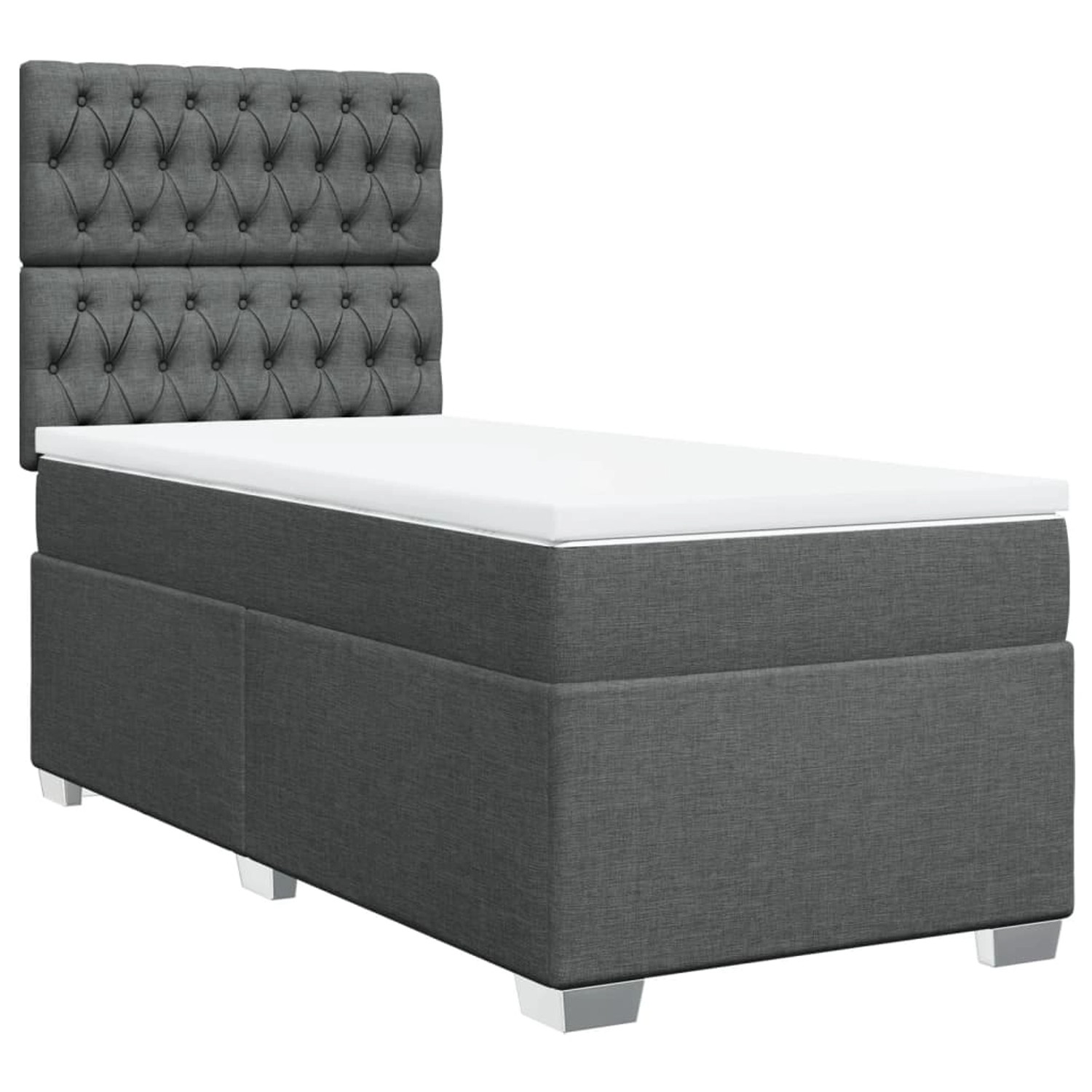 vidaXL Boxspringbett, Boxspringbett mit Matratze Dunkelgrau 100x200 cm Stof günstig online kaufen