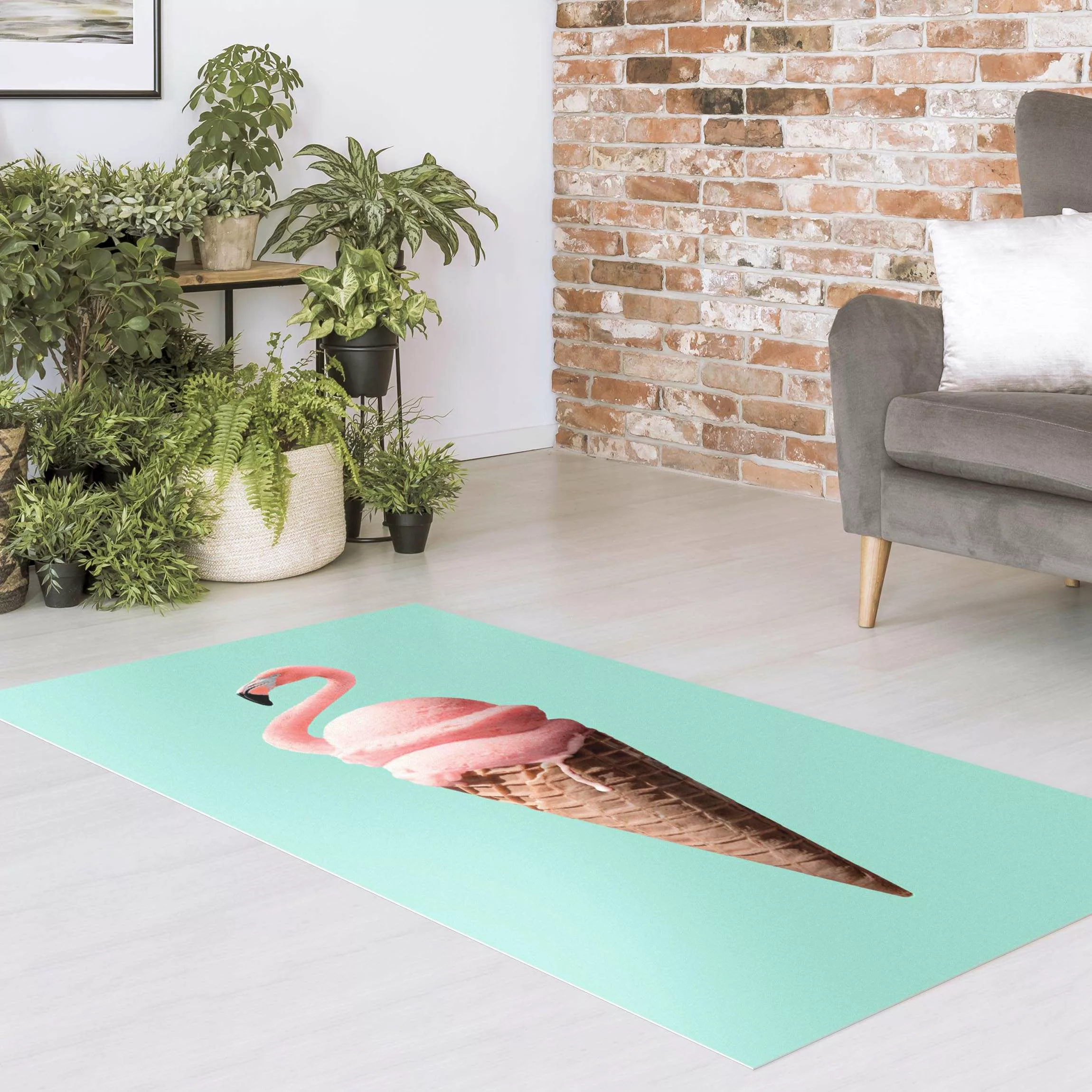 Vinyl-Teppich Eis mit Flamingo günstig online kaufen