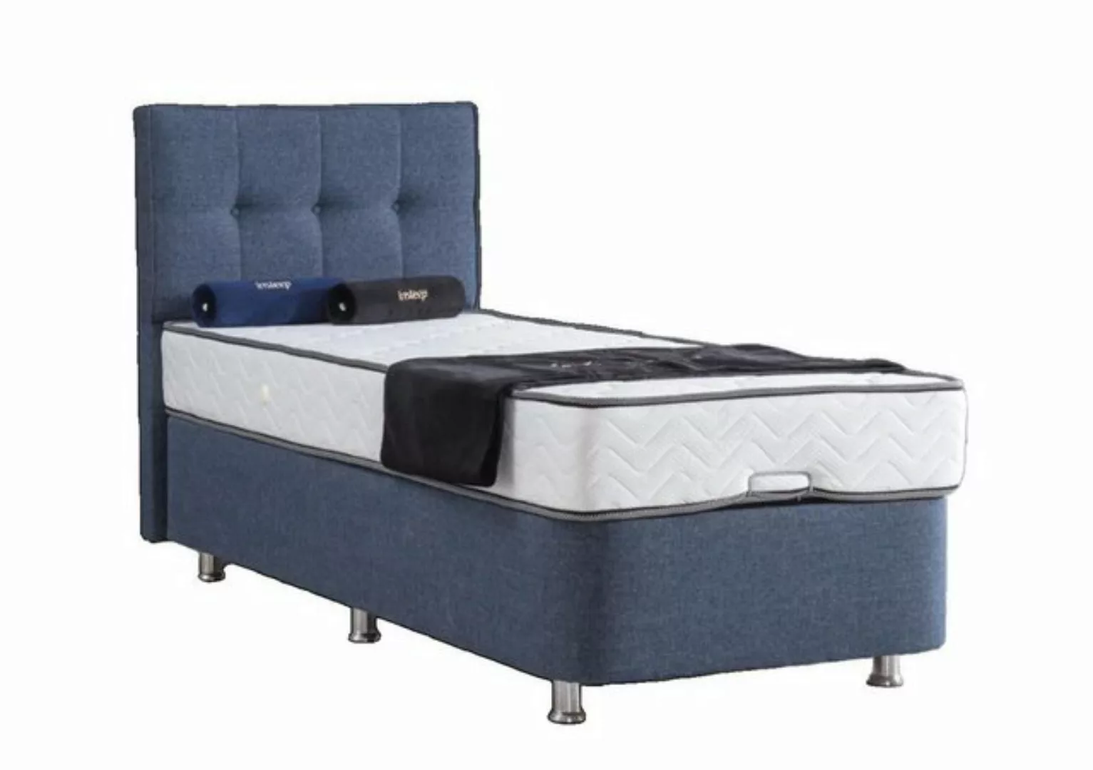 JVmoebel Bett Bett Blau Einzelbett Metall Modern Betten Luxus Stoff Bett, M günstig online kaufen