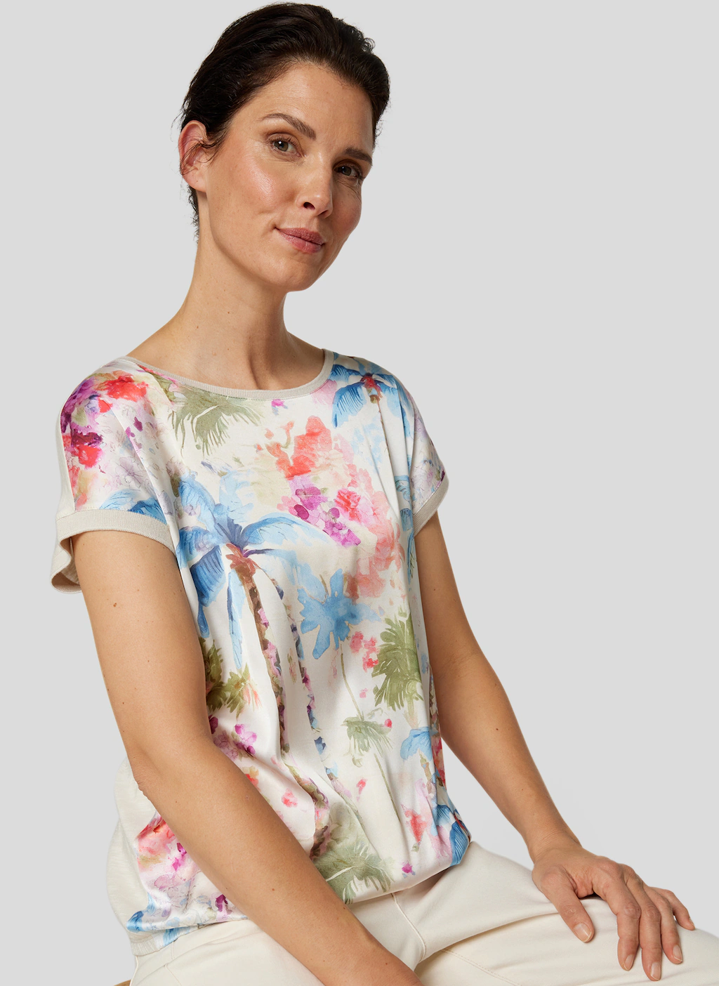 Rabe Print-Shirt, mit floralem Muster vorn, hinten unifarben günstig online kaufen