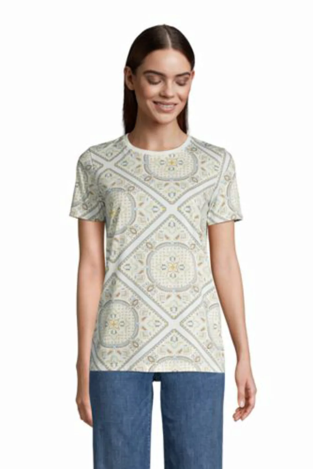 Supima Kurzarm-Shirt mit rundem Ausschnitt, Damen, Größe: 48-50 Normal, Elf günstig online kaufen