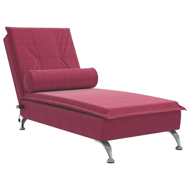 vidaXL Chaiselongue Massage-Chaiselongue mit Nackenrolle Weinrot Samt, 1 Te günstig online kaufen