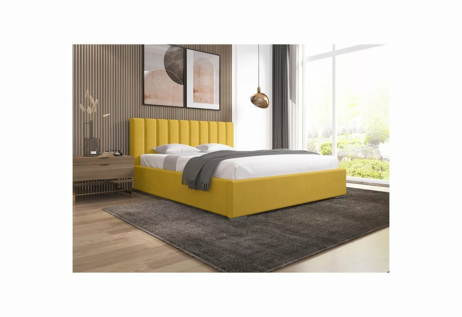 Beautysofa Polsterbett Adeline (stilvoll Bett mit Velvet-Bezug, Beige Polst günstig online kaufen