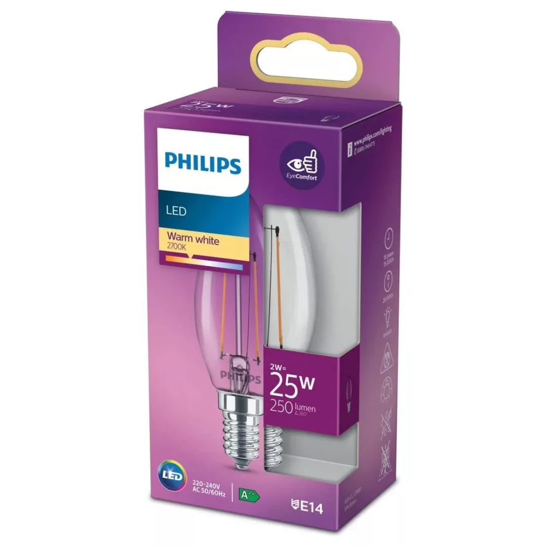 Philips LED-Leuchtmittel E14 Kerzenform 2 W Warmweiß 250 lm 9,7 x 3,5 cm (H günstig online kaufen