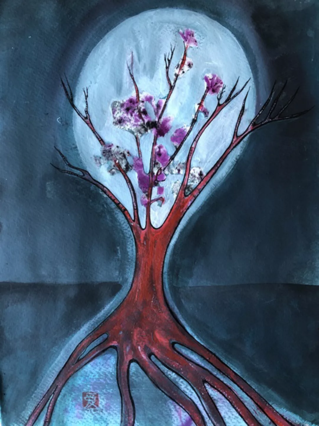 Kunstwerk "We All Want To Blossom" Gemälde Unikat Tuschezeichnung günstig online kaufen
