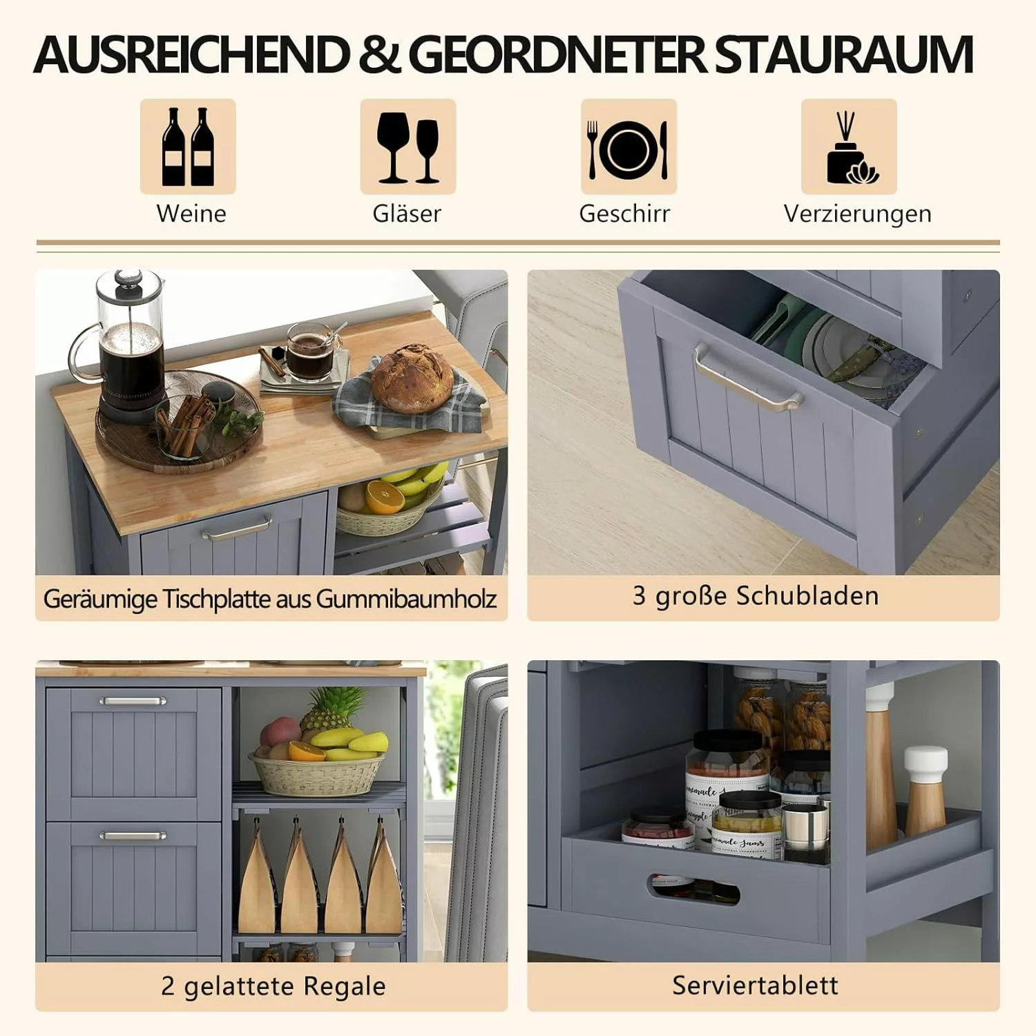 KOMFOTTEU Küchenwagen Servierwagen günstig online kaufen
