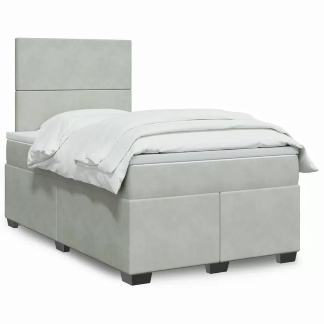 vidaXL Boxspringbett mit Matratze Hellgrau 120x200 cm Samt2099325 günstig online kaufen