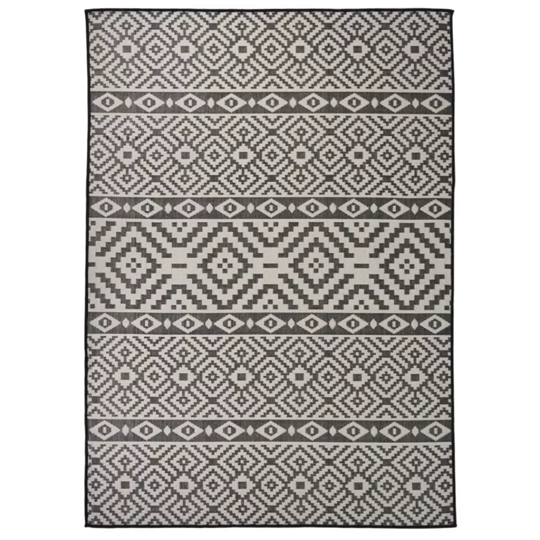 Vidaxl Outdoor-teppich Flachgewebe 120x170 Cm Schwarz Gestreift günstig online kaufen