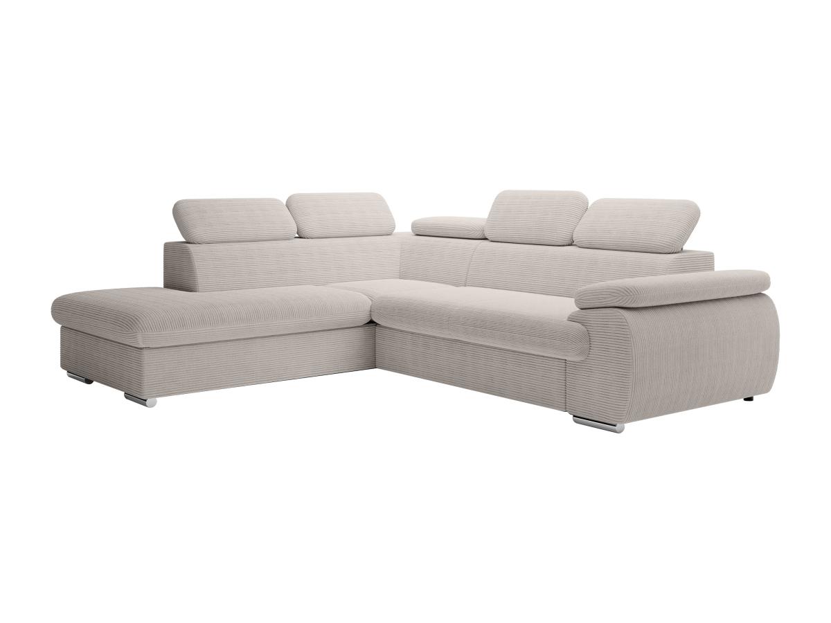 Ecksofa mit Schlaffunktion - Ecke links - Cord - Beige - FABIEN günstig online kaufen