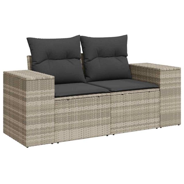 vidaXL Loungesofa Gartensofa mit Kissen 2-Sitzer Hellgrau Poly Rattan, 1 Te günstig online kaufen