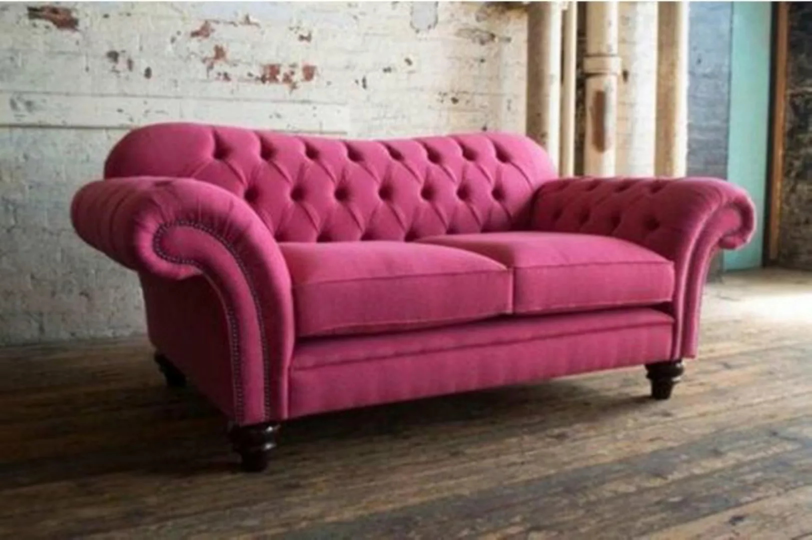 JVmoebel Chesterfield-Sofa, Luxus 2 Sitzer Couch Polster Sofa Textil Stoff günstig online kaufen