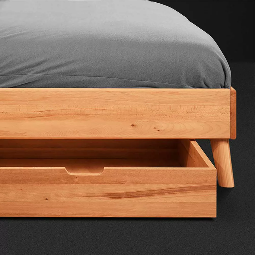 Einzelbett aus Kernbuche Massivholz 35 cm Fußteil günstig online kaufen