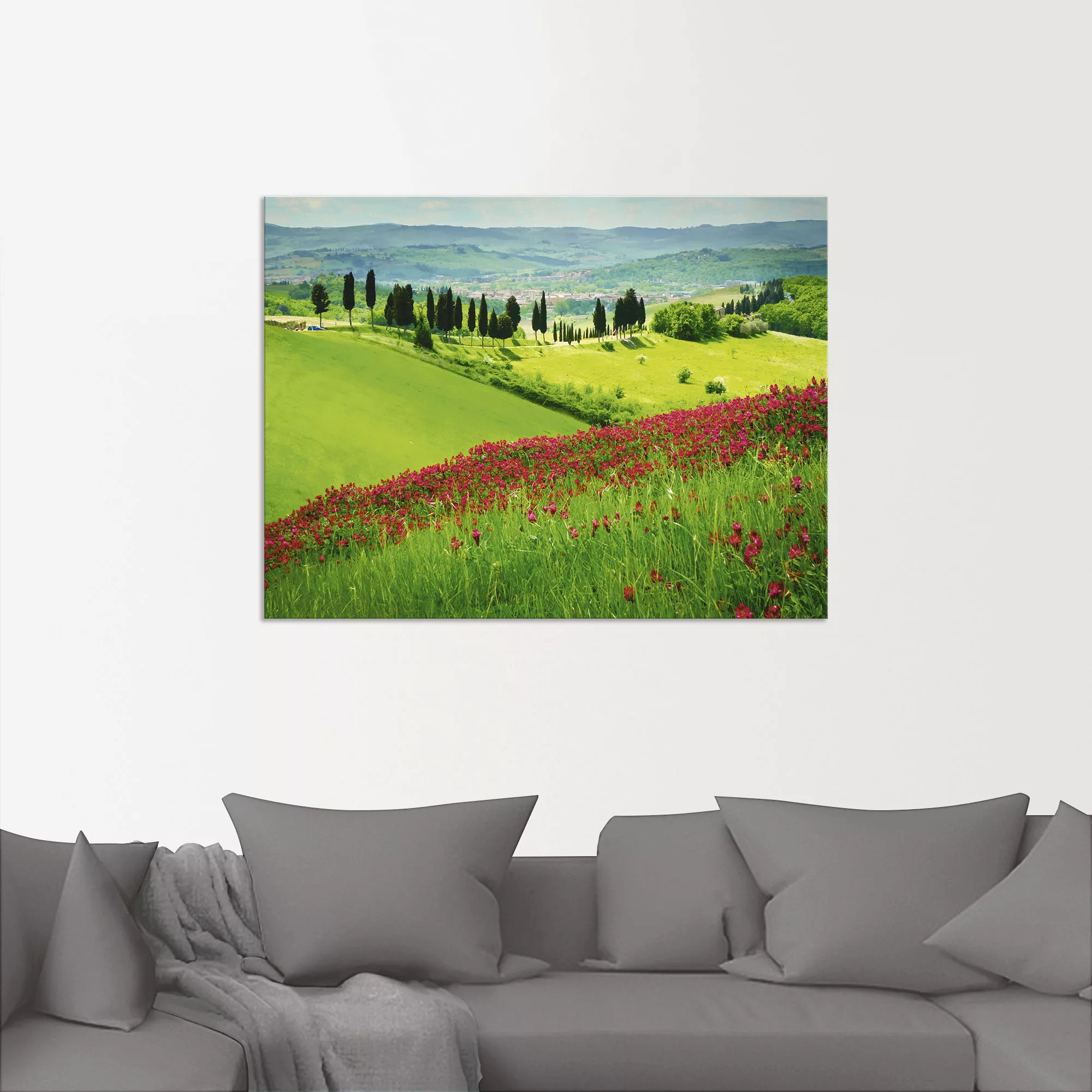 Artland Wandbild "Hügel und Zypressen", Felder, (1 St.), als Alubild, Outdo günstig online kaufen