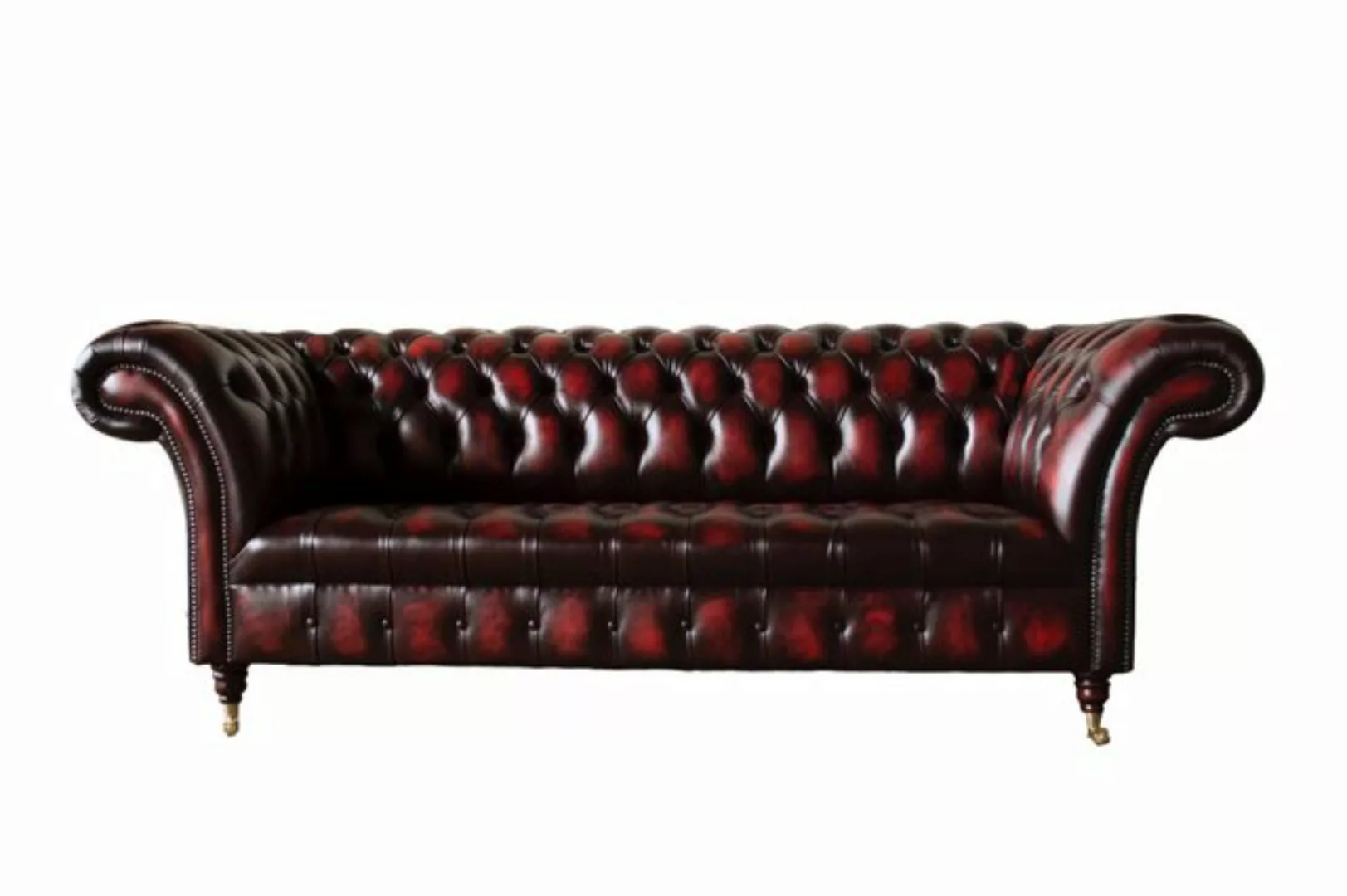 JVmoebel Sofa Braun-rotes Chesterfield Leder Sofa 3 Sitzer Designer Luxus C günstig online kaufen