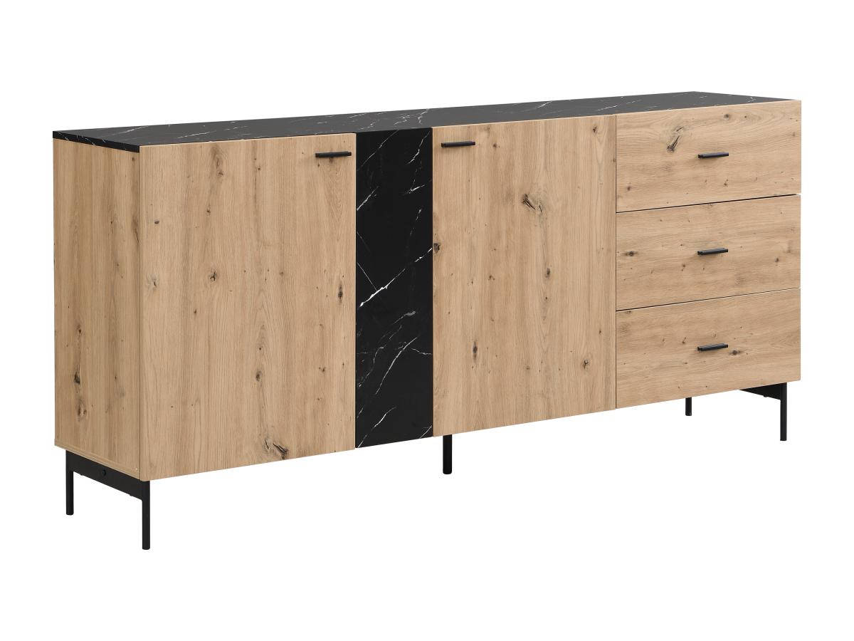 Sideboard mit 2 Türen & 3 Schubladen - MDF & Metall - Holzfarben hell & Mar günstig online kaufen