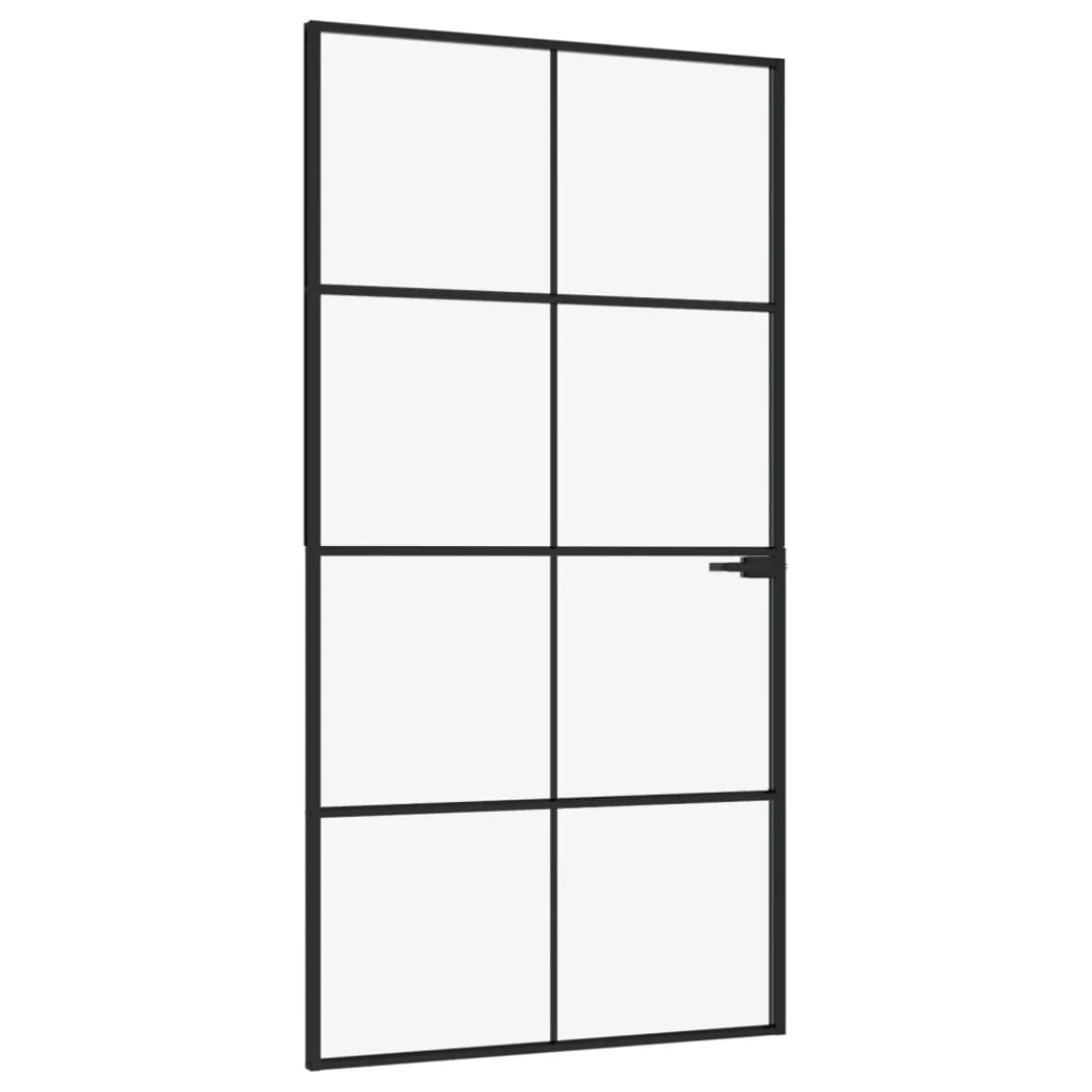 Vidaxl Innentür Schwarz 102x201,5 Cm Hartglas & Aluminium Schlank günstig online kaufen