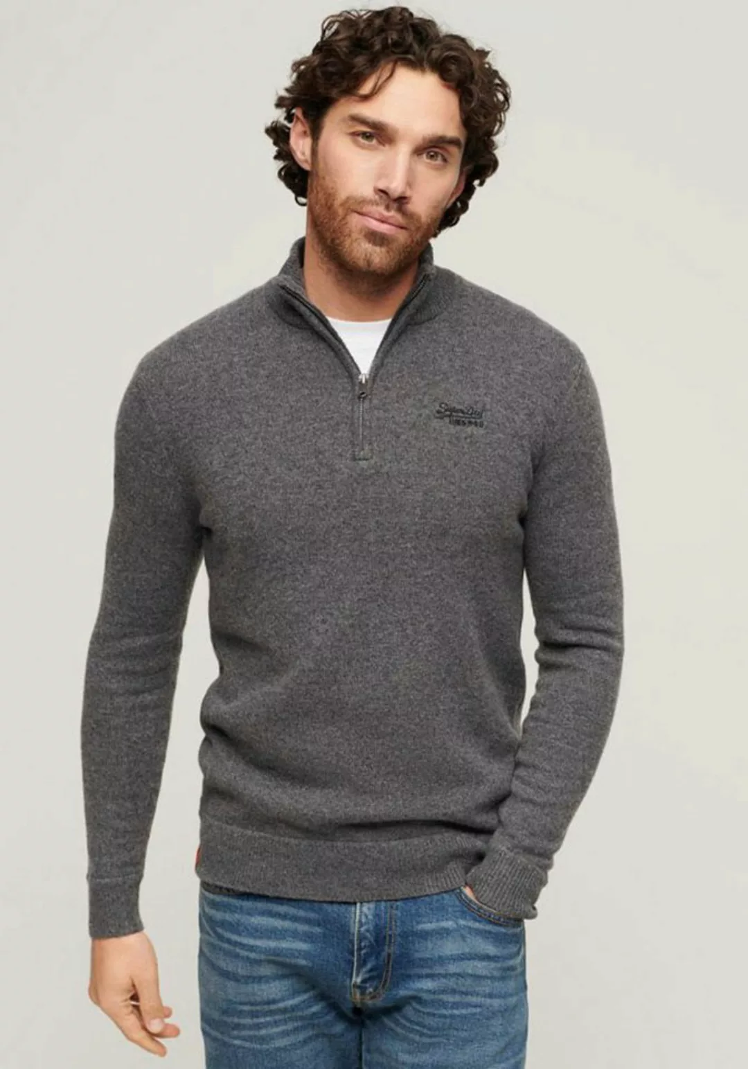 Superdry Strickpullover ESSENTIAL EMB KNIT HALF ZIP günstig online kaufen