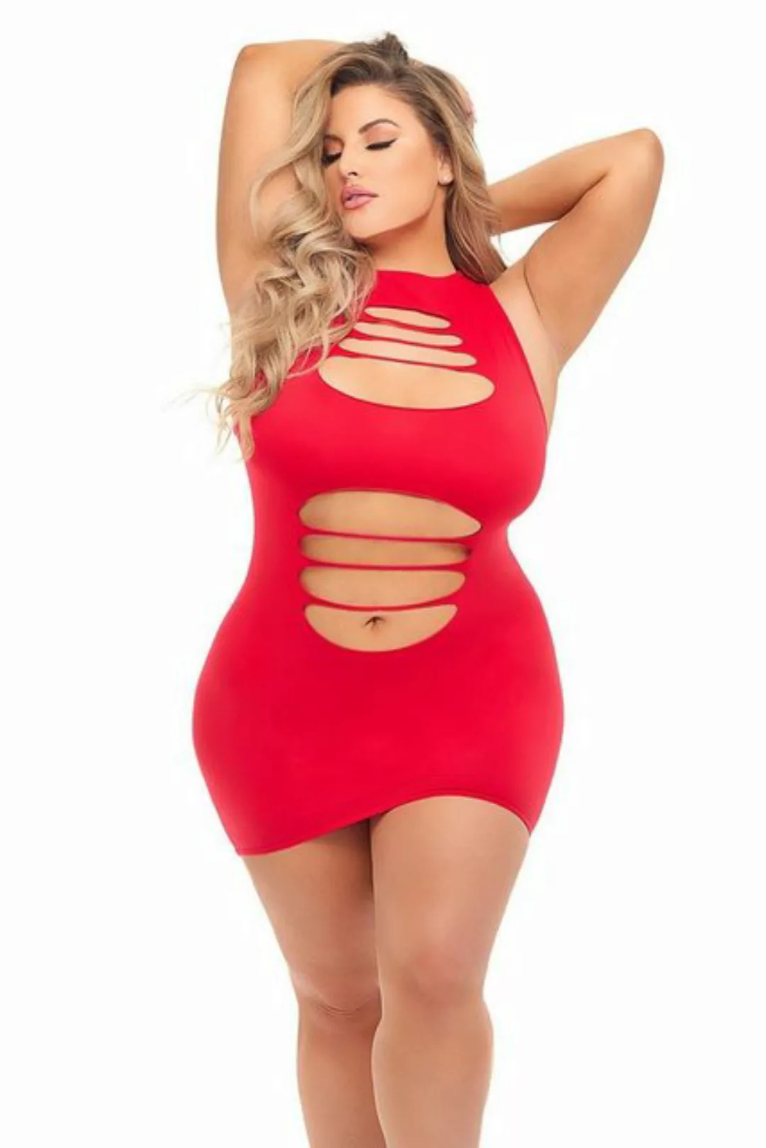 Pink Lipstick Lingerie Minikleid Mini-Kleid mit Cut-outs Queen Size - rot günstig online kaufen