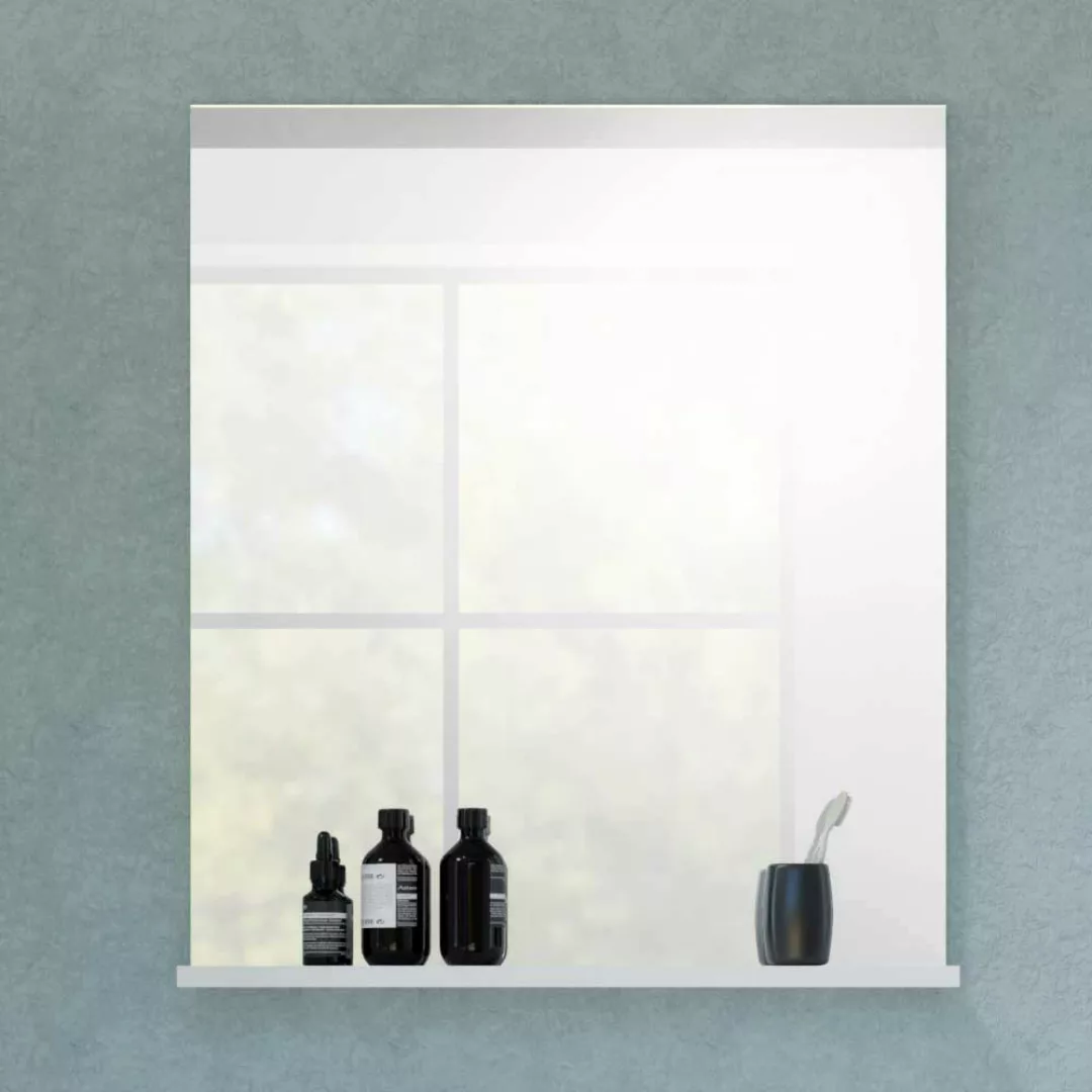 Moderner Bad Wandspiegel mit Ablage Weiß günstig online kaufen