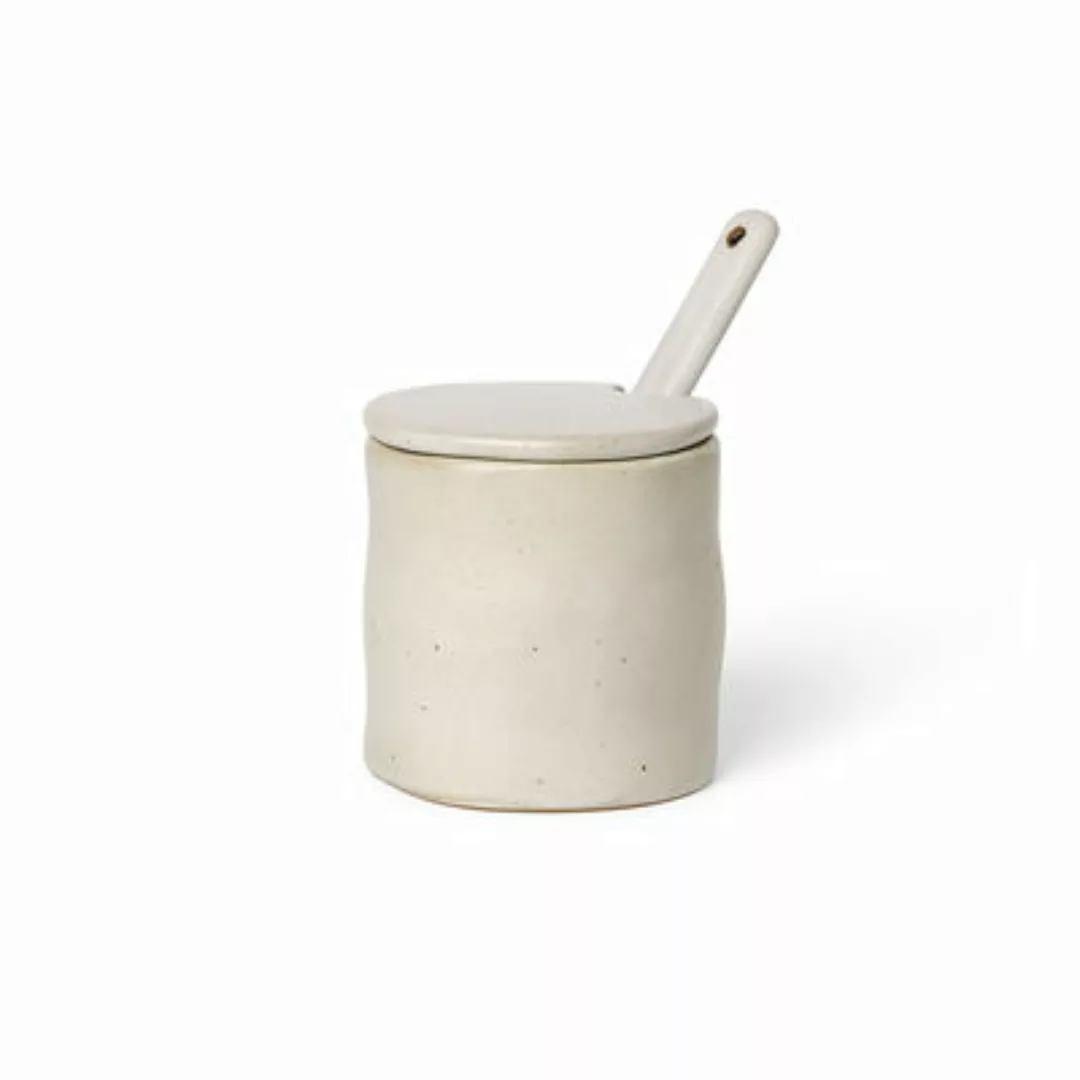 Topf Flow keramik weiß / Mit Löffel - Ferm Living - Weiß günstig online kaufen