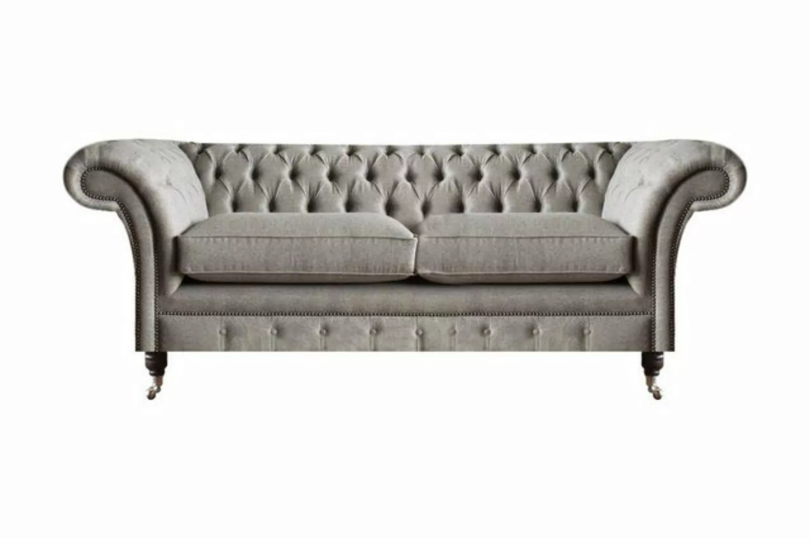 JVmoebel 2-Sitzer Graues Chesterfield Sofa Wohnzimmer Designer Textilcouche günstig online kaufen