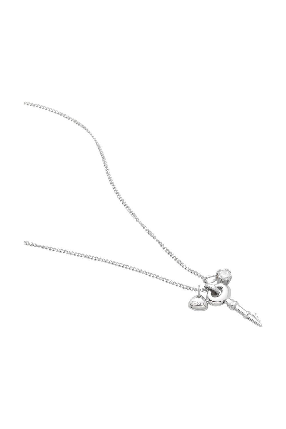 Fossil Collier Kette Edelstahl Zirkonia Karabiner günstig online kaufen
