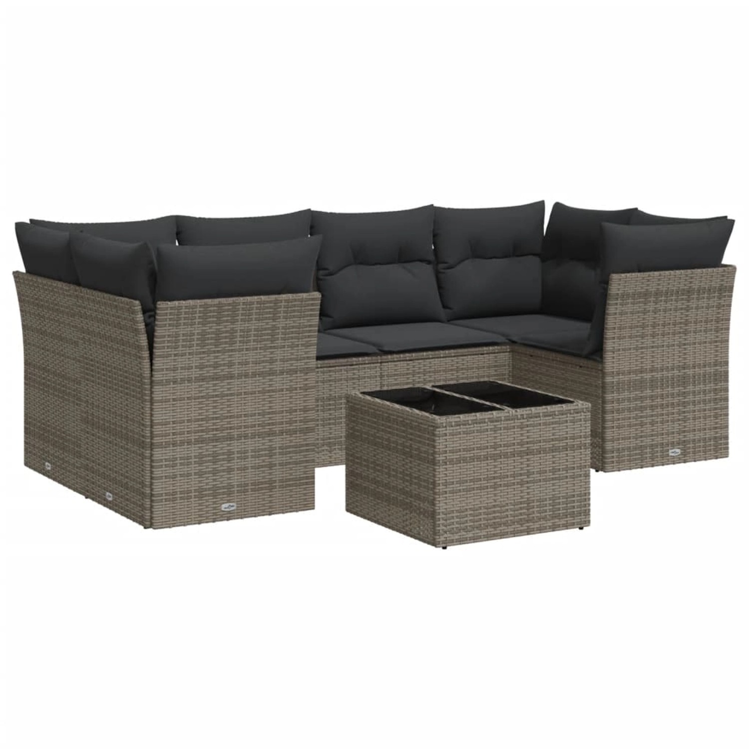 vidaXL 7-Tlg Garten-Sofagarnitur mit Kissen Grau Poly Rattan 3217270 günstig online kaufen