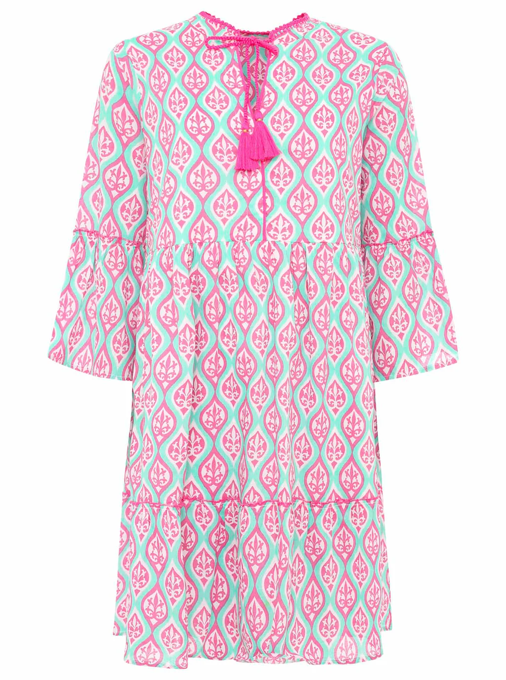 Zwillingsherz Sommerkleid ""Ovale Ranken"", mit Tasseln, Trompeten Ärmeln u günstig online kaufen
